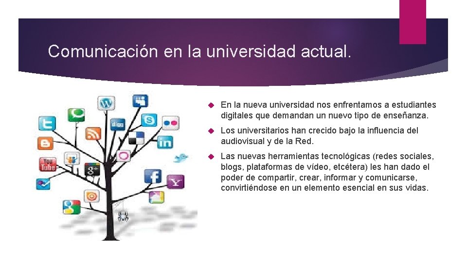 Comunicación en la universidad actual. En la nueva universidad nos enfrentamos a estudiantes digitales