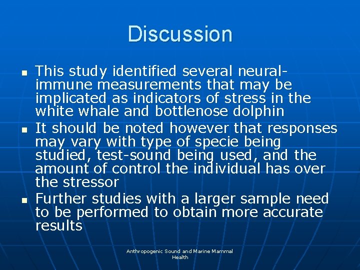 Discussion n This study identified several neuralimmune measurements that may be implicated as indicators
