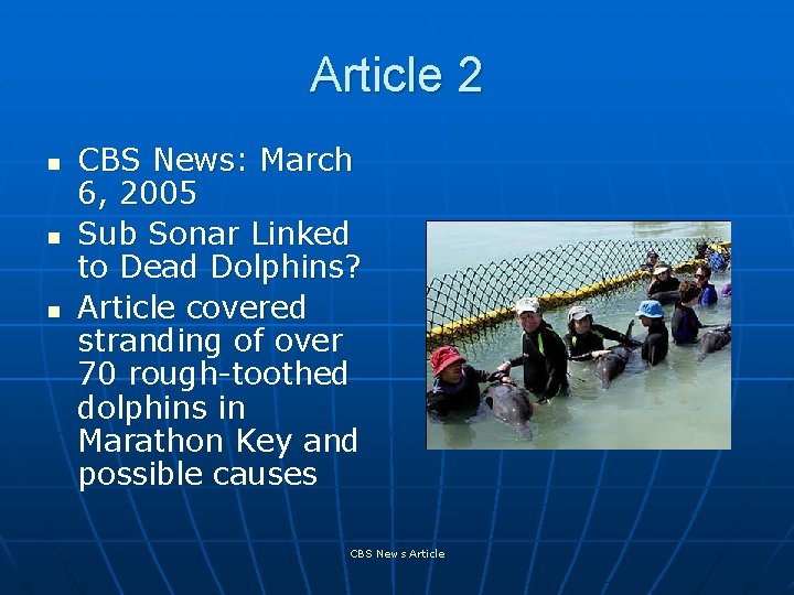 Article 2 n n n CBS News: March 6, 2005 Sub Sonar Linked to