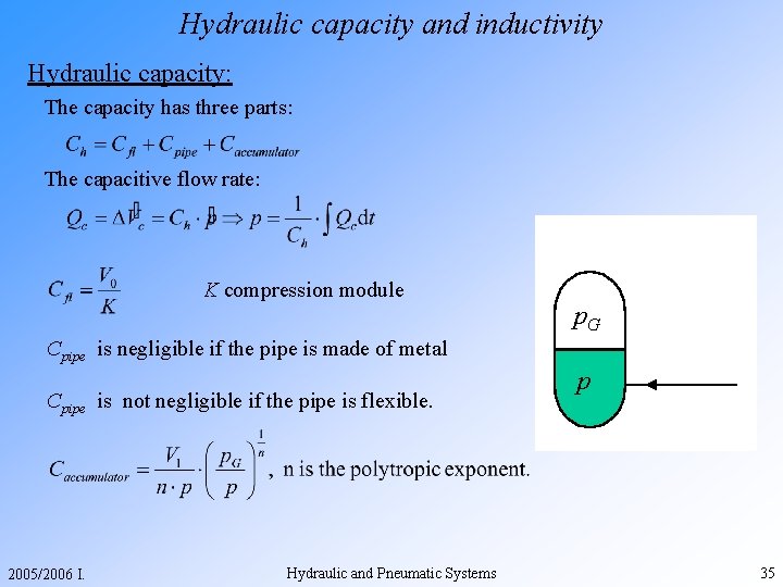 Hydraulic capacity and inductivity Hydraulic capacity: The capacity has three parts: The capacitive flow