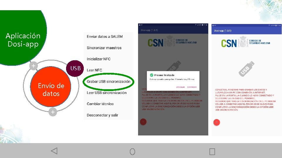 Aplicación Dosi-app + USB Envío de datos + 