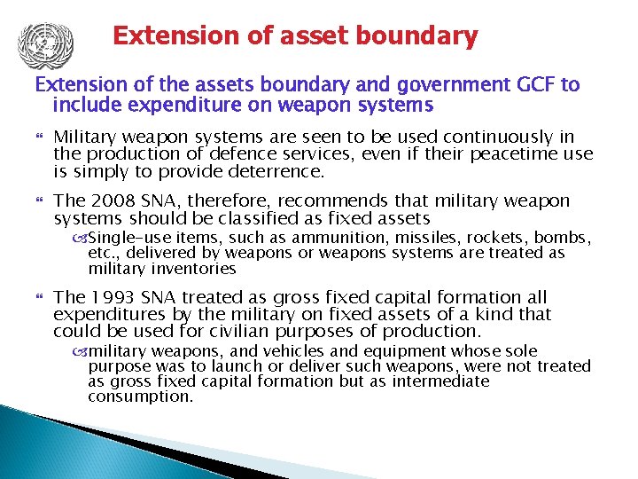 Extension of asset boundary Extension of the assets boundary and government GCF to include