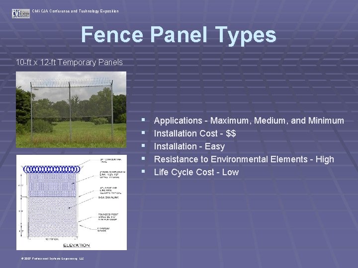 CMI-CJA Conference and Technology Exposition Fence Panel Types 10 -ft x 12 -ft Temporary