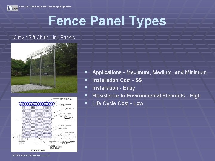 CMI-CJA Conference and Technology Exposition Fence Panel Types 10 -ft x 15 -ft Chain