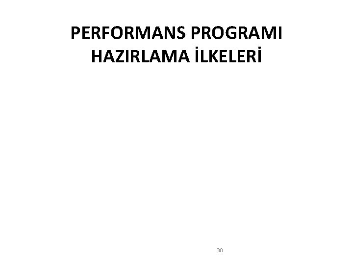 PERFORMANS PROGRAMI HAZIRLAMA İLKELERİ 30 