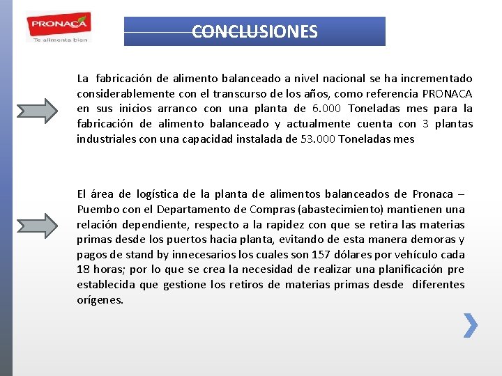 CONCLUSIONES La fabricación de alimento balanceado a nivel nacional se ha incrementado considerablemente con