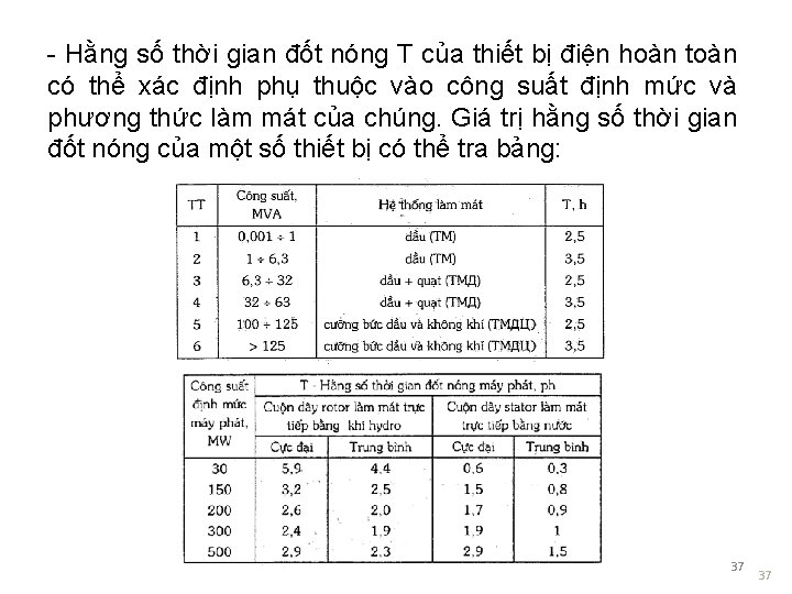 - Hằng số thời gian đốt nóng T của thiết bị điện hoàn toàn