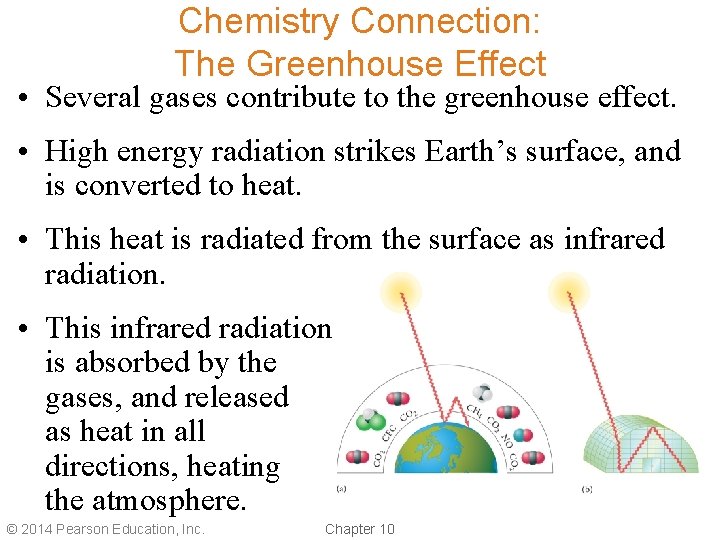 Chemistry Connection: The Greenhouse Effect • Several gases contribute to the greenhouse effect. •