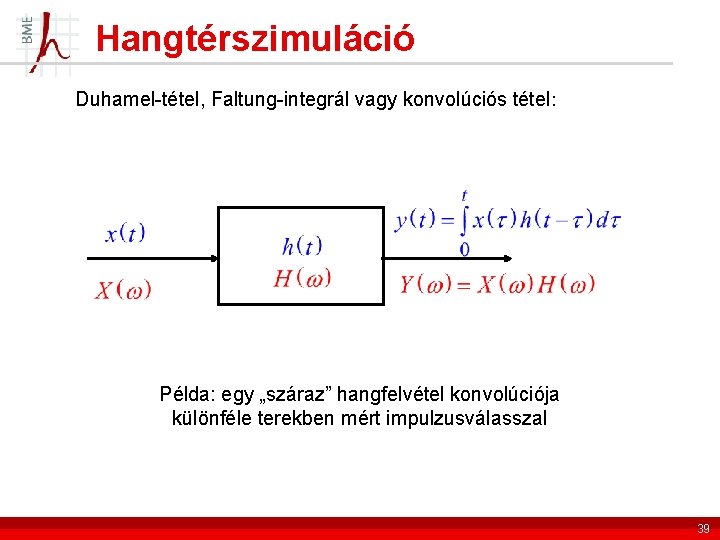 Hangtérszimuláció Duhamel-tétel, Faltung-integrál vagy konvolúciós tétel: Példa: egy „száraz” hangfelvétel konvolúciója különféle terekben mért