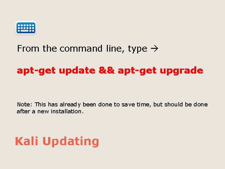 From the command line, type apt-get update && apt-get upgrade Note: This has already