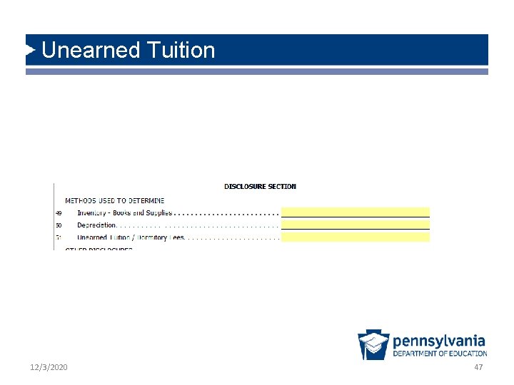 Unearned Tuition 12/3/2020 47 