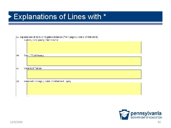 Explanations of Lines with * 12/3/2020 59 