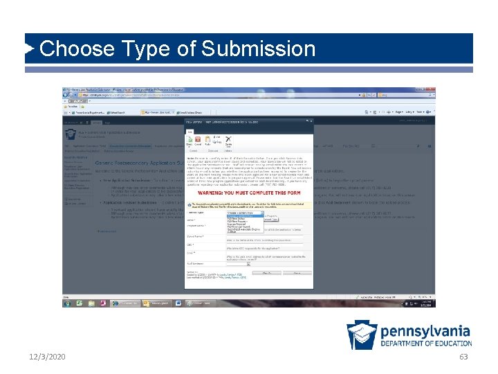 Choose Type of Submission 12/3/2020 63 Choose Type of Submission 12/3/2020 63