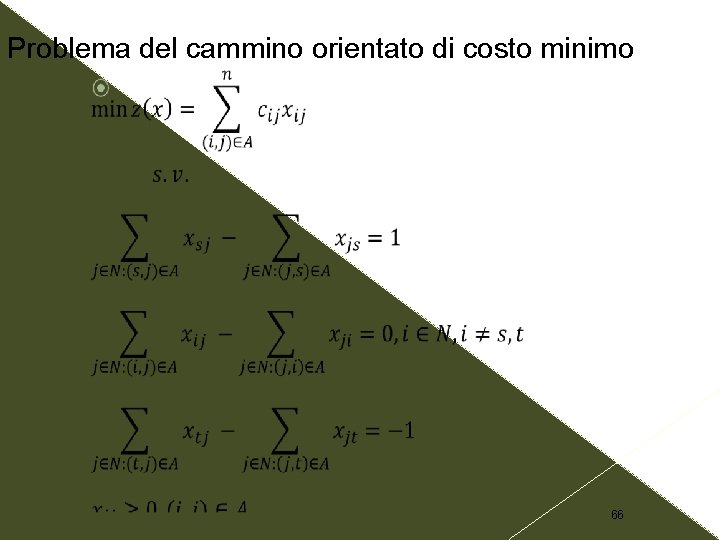 Problema del cammino orientato di costo minimo 66 