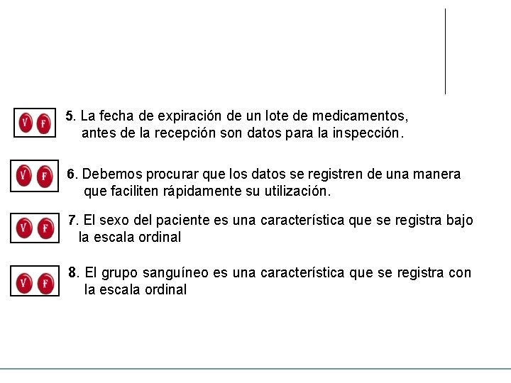 5. La fecha de expiración de un lote de medicamentos, antes de la recepción