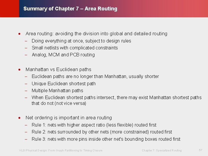 © KLMH Summary of Chapter 7 – Area Routing · Area routing: avoiding the © KLMH Summary of Chapter 7 – Area Routing · Area routing: avoiding the