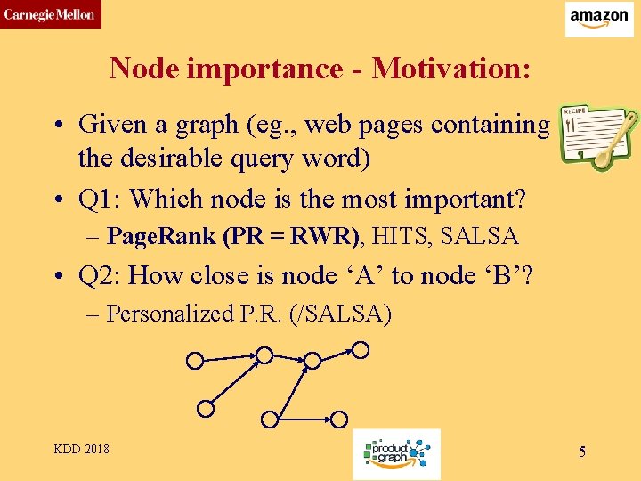 CMU SCS Node importance - Motivation: • Given a graph (eg. , web pages