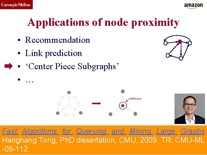 CMU SCS Applications of node proximity • • Recommendation Link prediction ‘Center Piece Subgraphs’