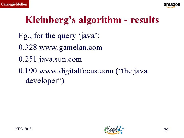 CMU SCS Kleinberg’s algorithm - results Eg. , for the query ‘java’: 0. 328