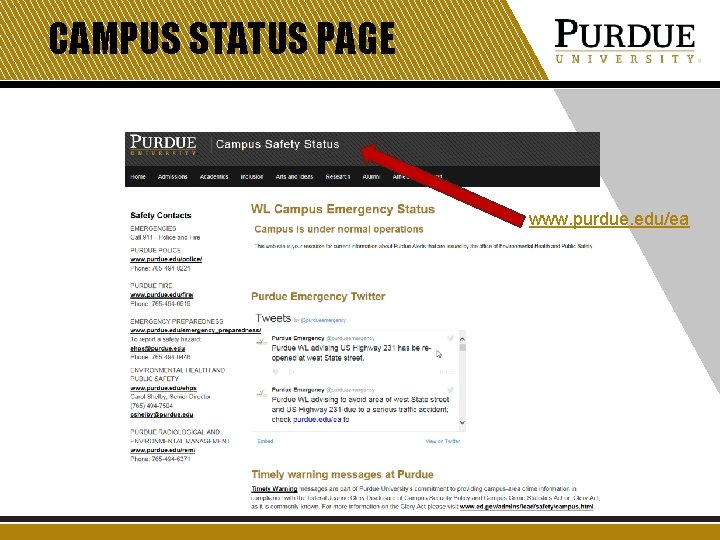 CAMPUS STATUS PAGE www. purdue. edu/ea CAMPUS STATUS PAGE www. purdue. edu/ea