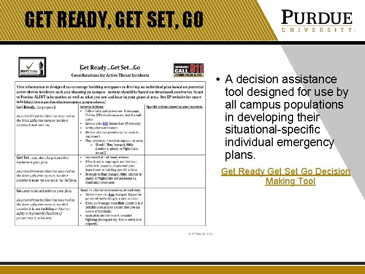 GET READY, GET SET, GO • A decision assistance tool designed for use by GET READY, GET SET, GO • A decision assistance tool designed for use by