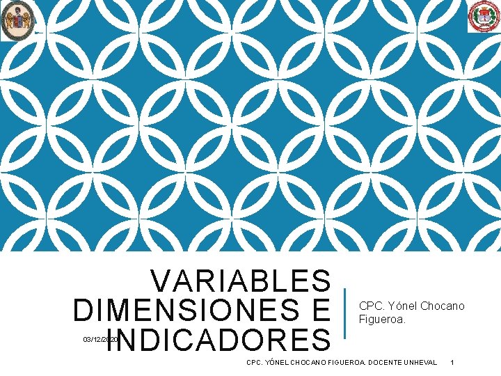 VARIABLES DIMENSIONES E INDICADORES CPC. Yónel Chocano Figueroa. 03/12/2020 CPC. YÓNEL CHOCANO FIGUEROA. DOCENTE