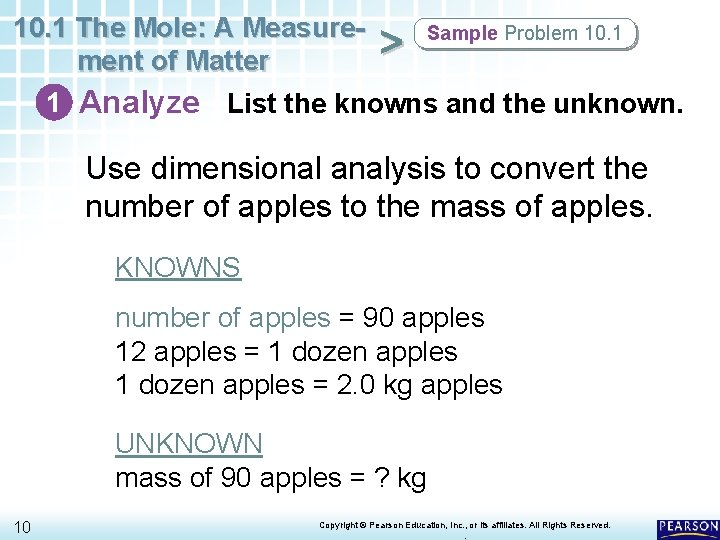 10. 1 The Mole: A Measure. Sample Problem 10. 1 > ment of Matter 10. 1 The Mole: A Measure. Sample Problem 10. 1 > ment of Matter