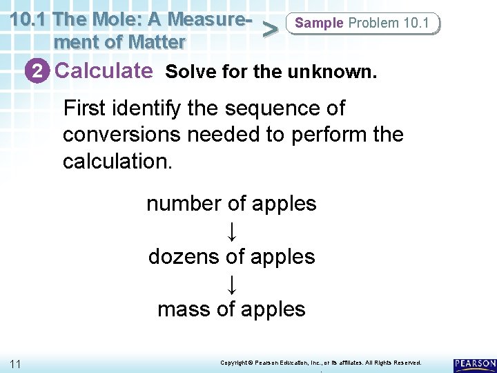 10. 1 The Mole: A Measure. Sample Problem 10. 1 > ment of Matter 10. 1 The Mole: A Measure. Sample Problem 10. 1 > ment of Matter