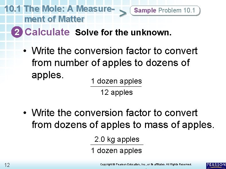 10. 1 The Mole: A Measure. Sample Problem 10. 1 > ment of Matter 10. 1 The Mole: A Measure. Sample Problem 10. 1 > ment of Matter