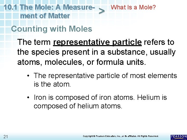 10. 1 The Mole: A Measurement of Matter > What Is a Mole? Counting 10. 1 The Mole: A Measurement of Matter > What Is a Mole? Counting