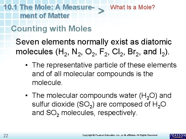 10. 1 The Mole: A Measurement of Matter > What Is a Mole? Counting 10. 1 The Mole: A Measurement of Matter > What Is a Mole? Counting