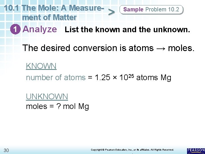 10. 1 The Mole: A Measure. Sample Problem 10. 2 > ment of Matter 10. 1 The Mole: A Measure. Sample Problem 10. 2 > ment of Matter