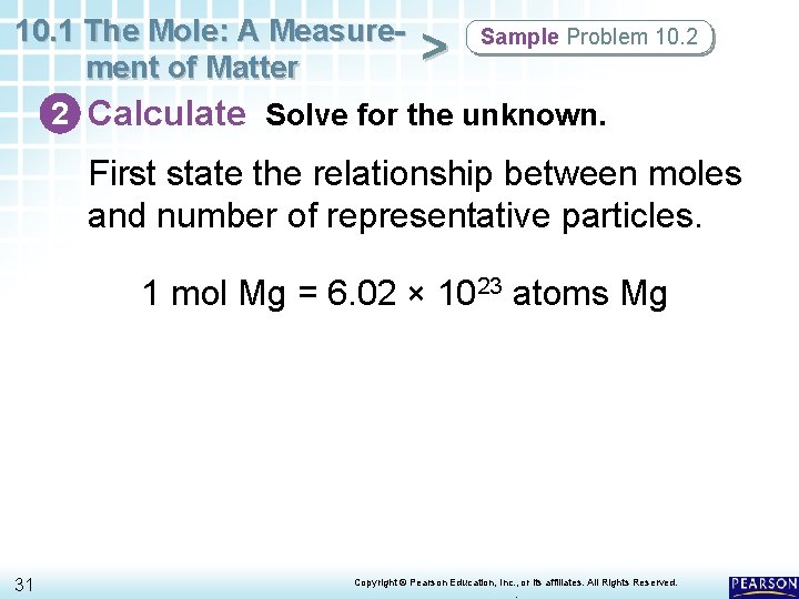 10. 1 The Mole: A Measure. Sample Problem 10. 2 > ment of Matter 10. 1 The Mole: A Measure. Sample Problem 10. 2 > ment of Matter