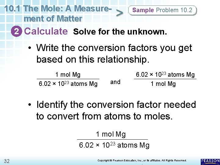 10. 1 The Mole: A Measure. Sample Problem 10. 2 > ment of Matter 10. 1 The Mole: A Measure. Sample Problem 10. 2 > ment of Matter