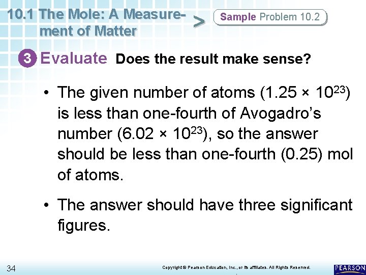 10. 1 The Mole: A Measurement of Matter > Sample Problem 10. 2 3 10. 1 The Mole: A Measurement of Matter > Sample Problem 10. 2 3