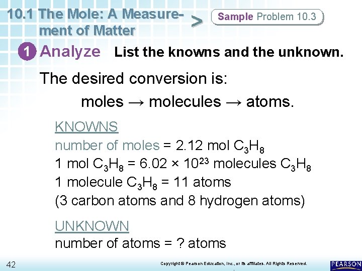 10. 1 The Mole: A Measure. Sample Problem 10. 3 > ment of Matter 10. 1 The Mole: A Measure. Sample Problem 10. 3 > ment of Matter