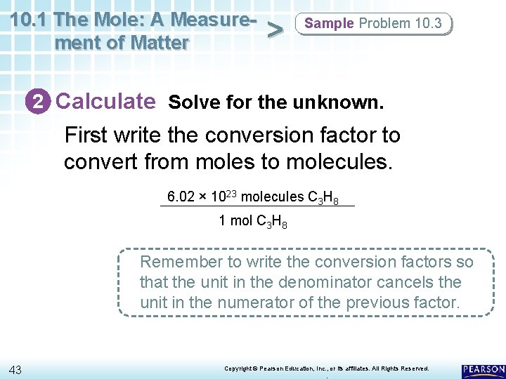 10. 1 The Mole: A Measurement of Matter > Sample Problem 10. 3 2 10. 1 The Mole: A Measurement of Matter > Sample Problem 10. 3 2
