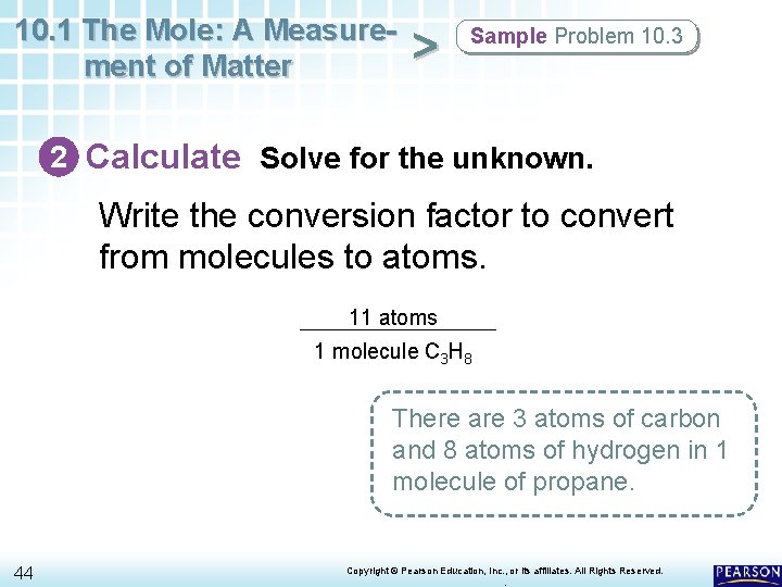 10. 1 The Mole: A Measurement of Matter > Sample Problem 10. 3 2 10. 1 The Mole: A Measurement of Matter > Sample Problem 10. 3 2