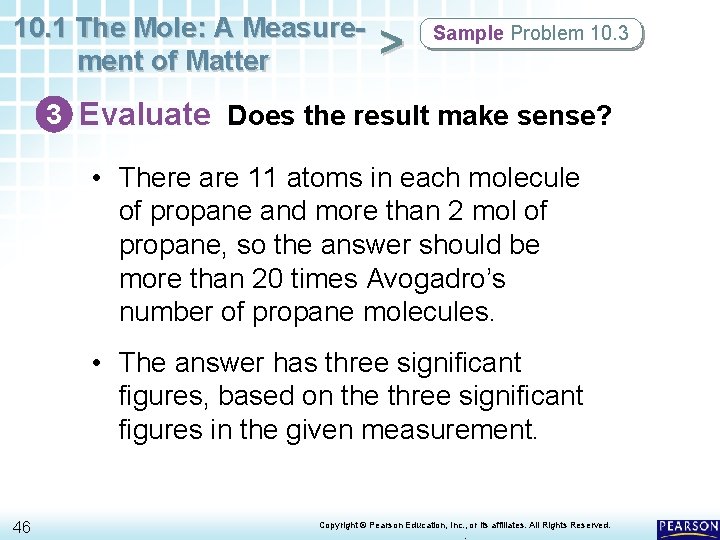 10. 1 The Mole: A Measurement of Matter > Sample Problem 10. 3 3 10. 1 The Mole: A Measurement of Matter > Sample Problem 10. 3 3
