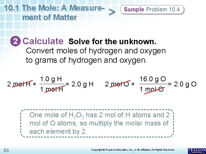 10. 1 The Mole: A Measurement of Matter > Sample Problem 10. 4 2 10. 1 The Mole: A Measurement of Matter > Sample Problem 10. 4 2