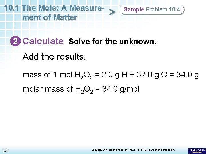 10. 1 The Mole: A Measurement of Matter > Sample Problem 10. 4 2 10. 1 The Mole: A Measurement of Matter > Sample Problem 10. 4 2