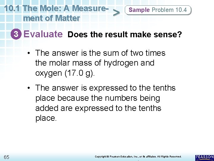 10. 1 The Mole: A Measurement of Matter > Sample Problem 10. 4 3 10. 1 The Mole: A Measurement of Matter > Sample Problem 10. 4 3