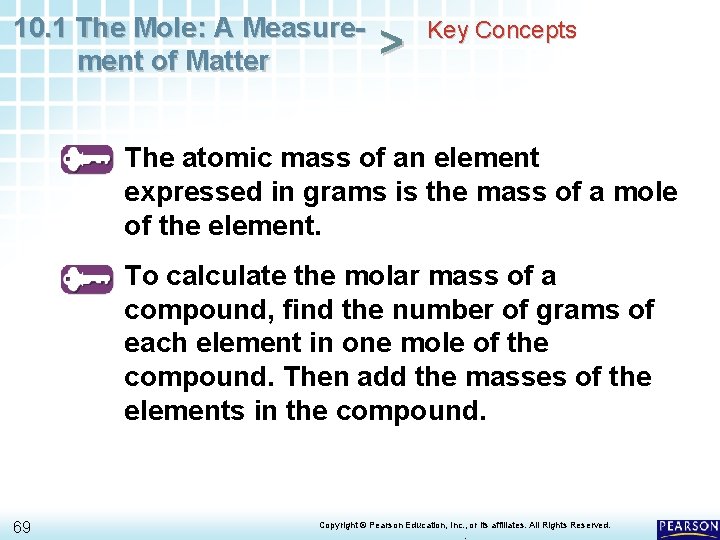 10. 1 The Mole: A Measurement of Matter > Key Concepts The atomic mass 10. 1 The Mole: A Measurement of Matter > Key Concepts The atomic mass