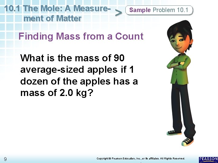 10. 1 The Mole: A Measurement of Matter > Sample Problem 10. 1 Finding 10. 1 The Mole: A Measurement of Matter > Sample Problem 10. 1 Finding