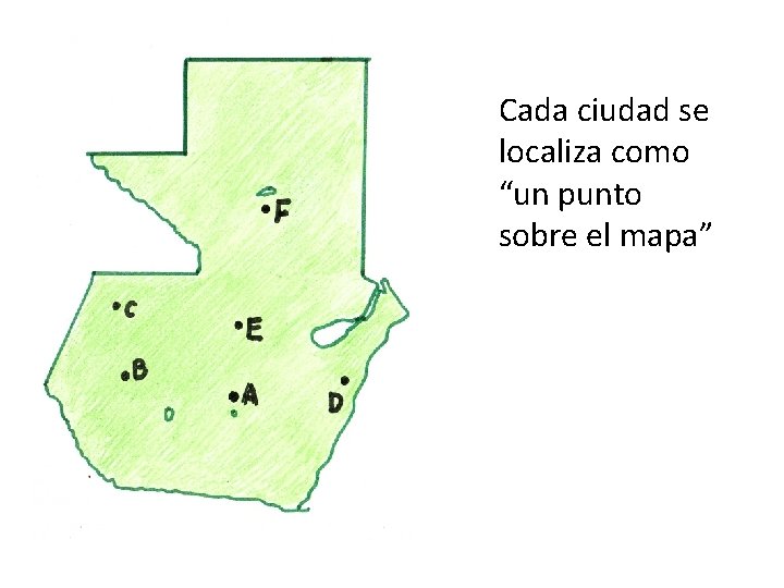 Cada ciudad se localiza como “un punto sobre el mapa” 