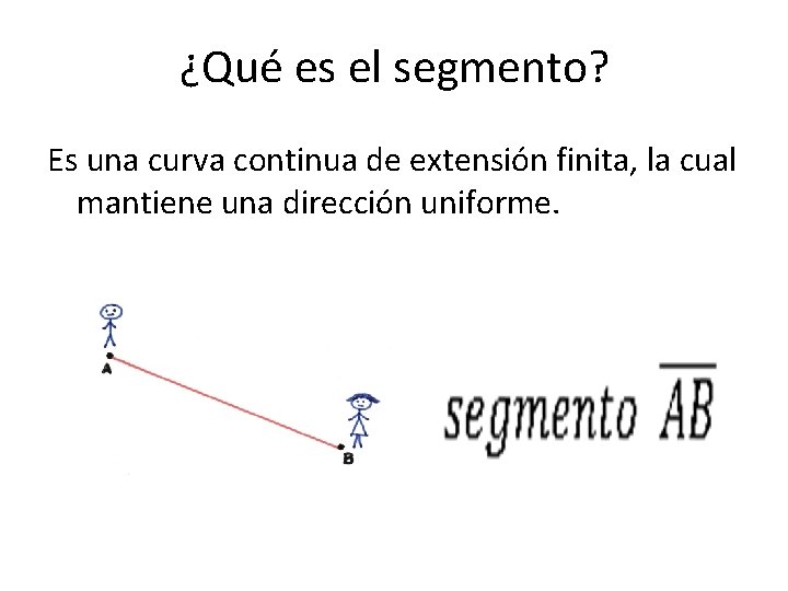 ¿Qué es el segmento? Es una curva continua de extensión finita, la cual mantiene