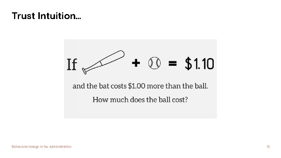 Trust Intuition… Behavioral design in tax administration 12 