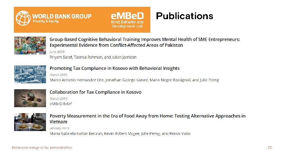 Publications Behavioral design in tax administration 22 