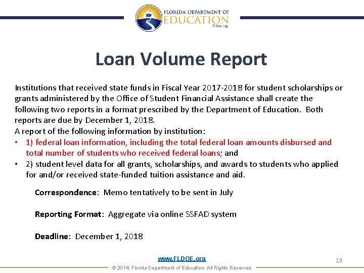 Loan Volume Report Institutions that received state funds in Fiscal Year 2017 -2018 for