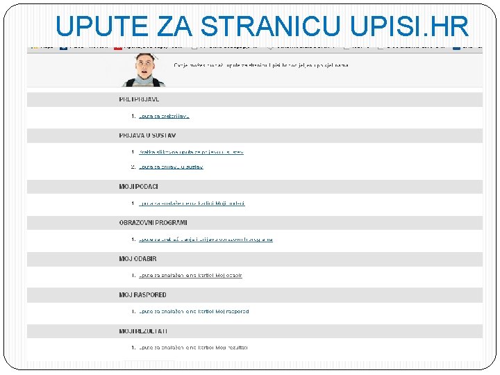 UPUTE ZA STRANICU UPISI. HR 